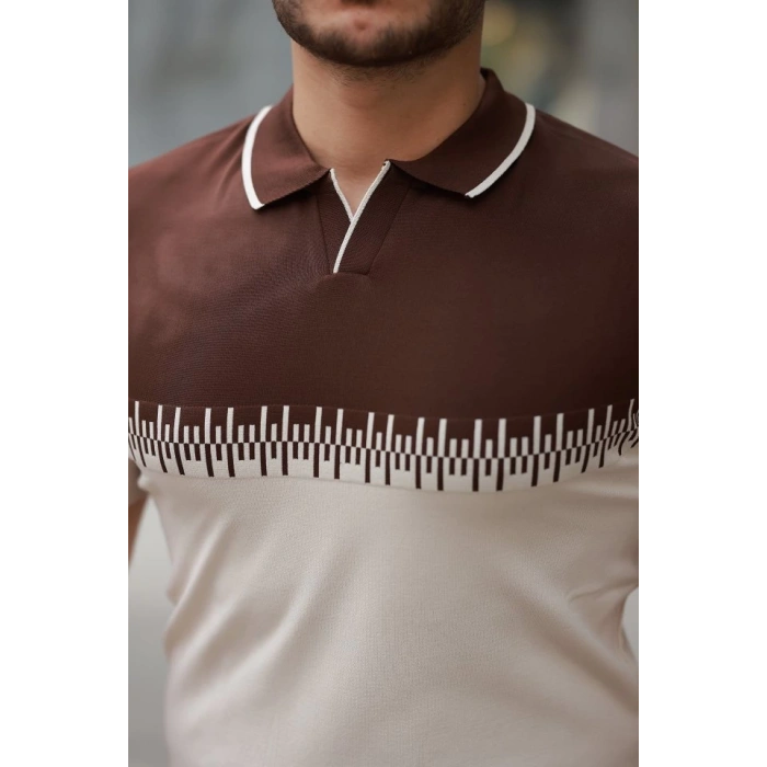 Erkek Hemşire Yaka çift Renk Kısa Kollu Tişört