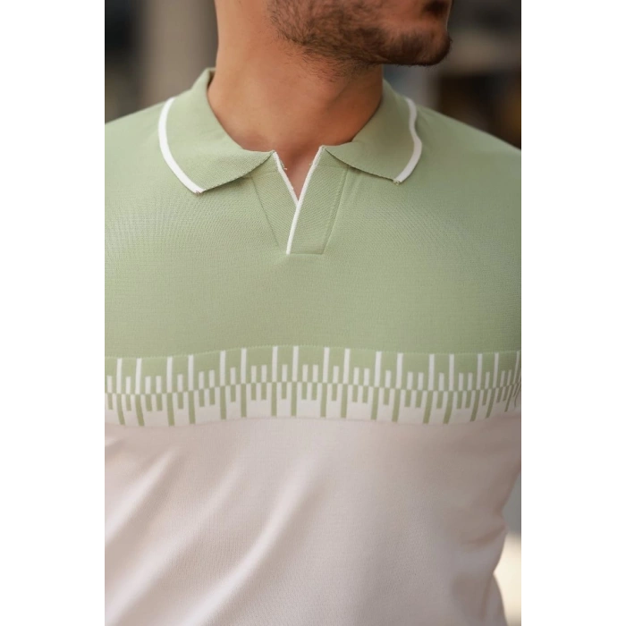 Erkek Hemşire Yaka çift Renk Kısa Kollu Tişört