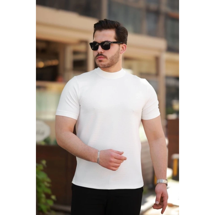 Erkek Yarım Balıkçı Yaka Kısa Kollu T-shirt