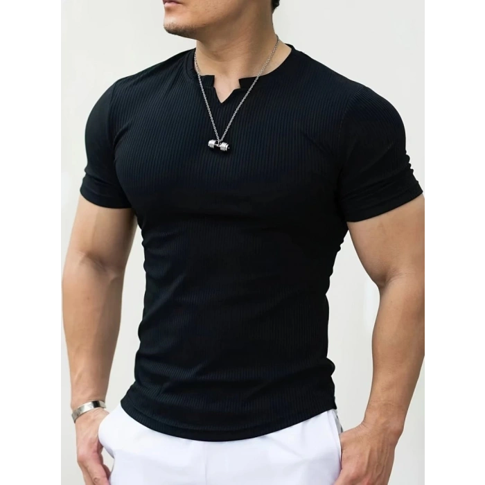 Erkek Kısa Kollu Bisiklet Yaka Burgu Tişört