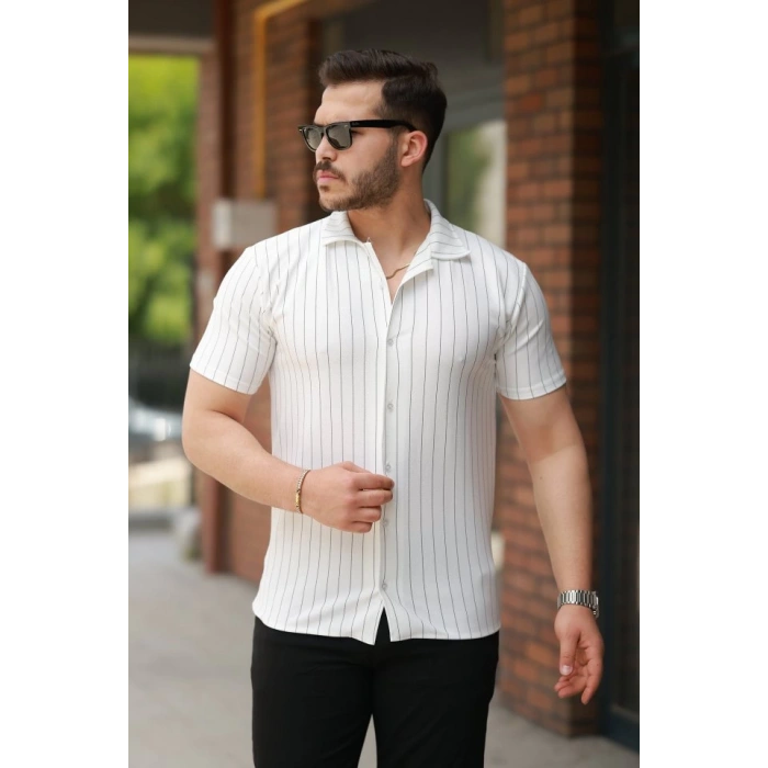 Erkek Kısa Kollu çizgili Gömlek