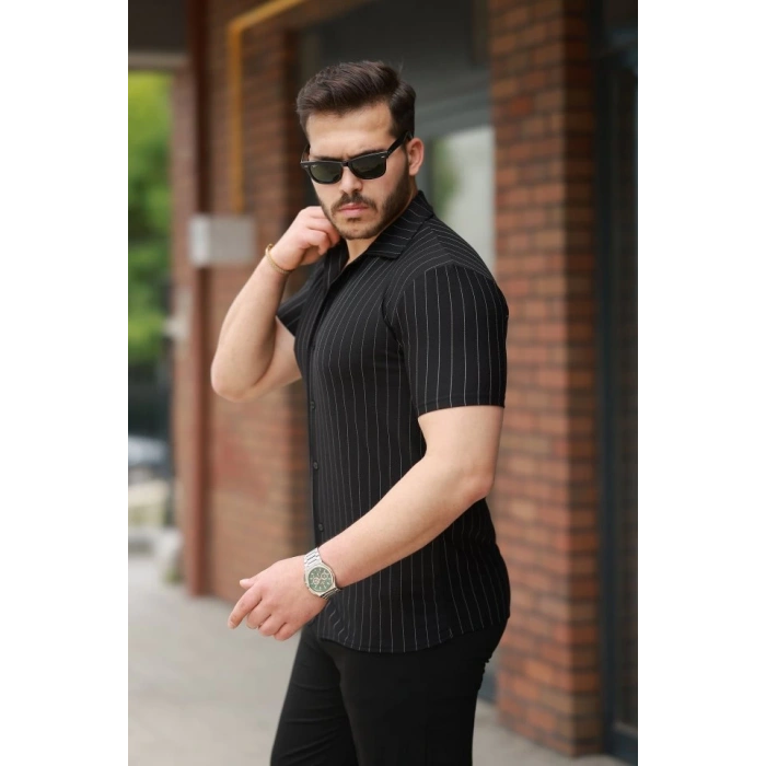 Erkek Kısa Kollu çizgili Gömlek