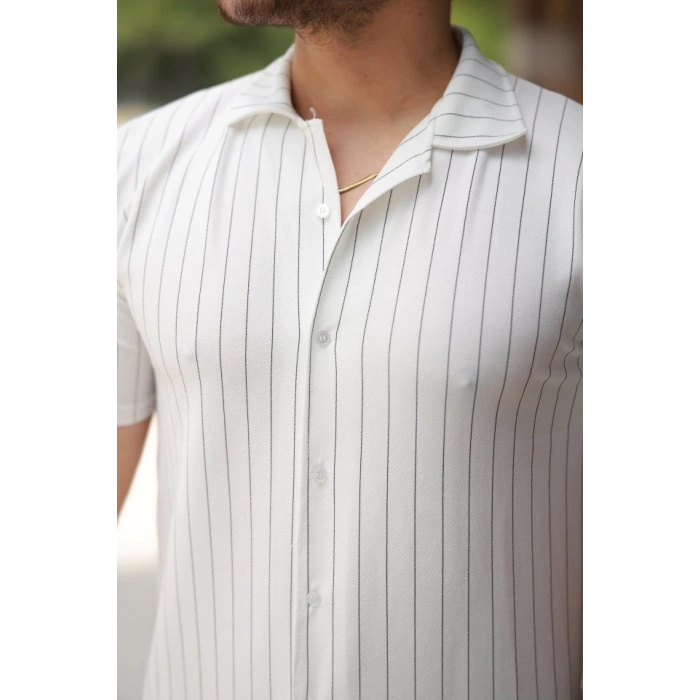 Erkek Kısa Kollu çizgili Gömlek