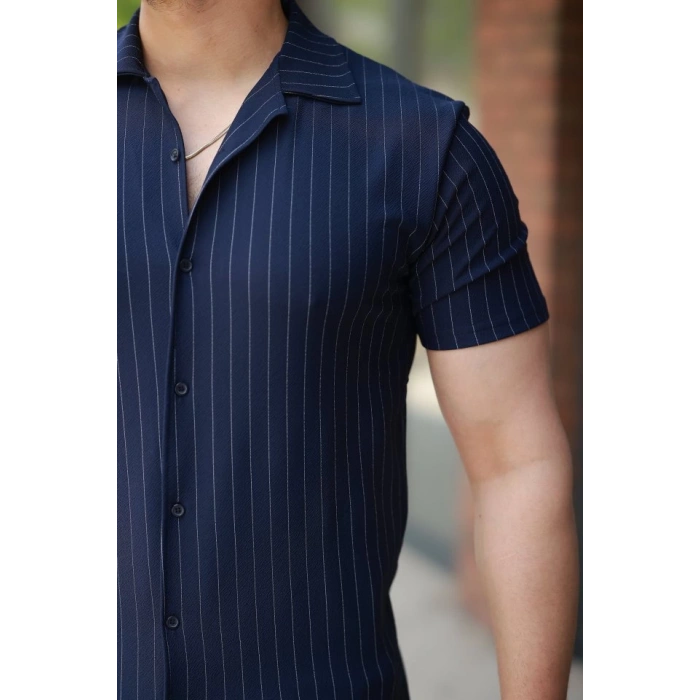 Erkek Kısa Kollu çizgili Gömlek