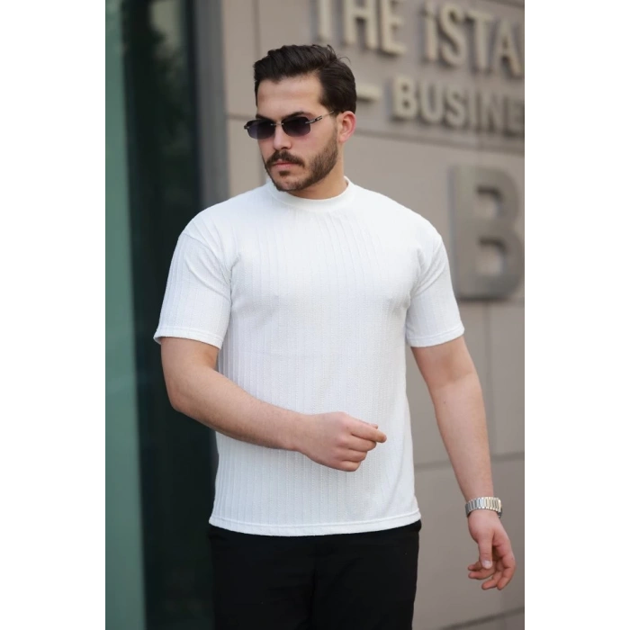 Erkek Kısa Kollu örgü Kumaş Bisiklet Yaka T-shirt