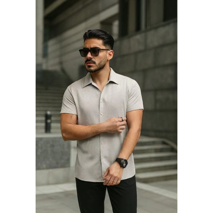 Erkek Kısa Kollu örme Kumaş Pamuklu Gömlek