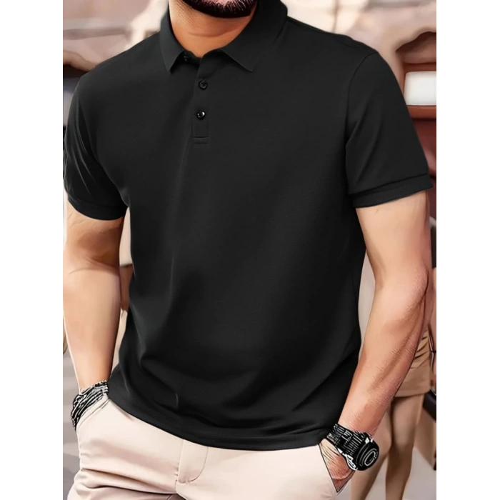 Erkek Kısa Kollu Yakalı Viskon Iki Iplik Erkek Tişört