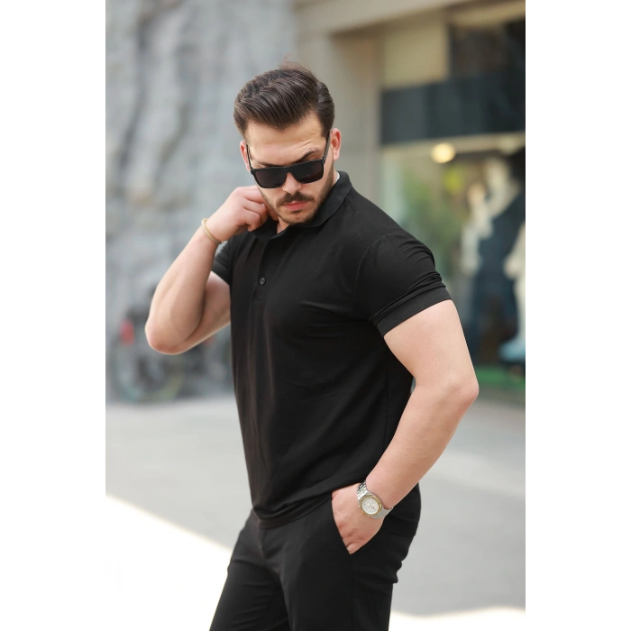 Erkek Kısa Kollu Yakalı Viskon Iki Iplik Erkek Tişört