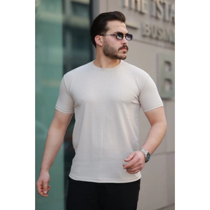 Erkek Kısa Kollu Zigzag Desenli T-shirt