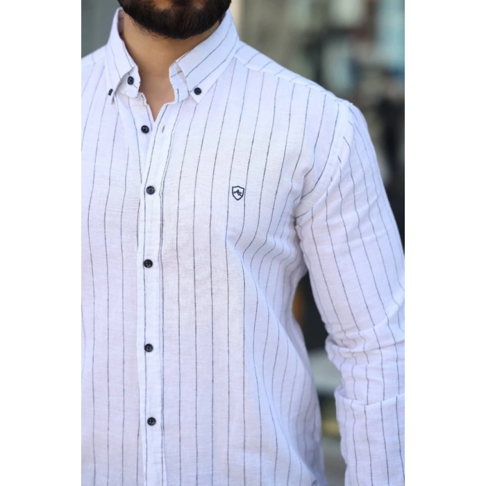 Erkek Pamuklu Çizgi Desenli Gömlek