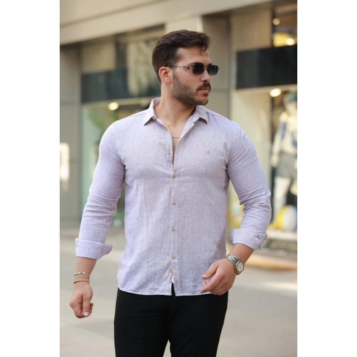 Erkek Pamuklu Keten Gömlek