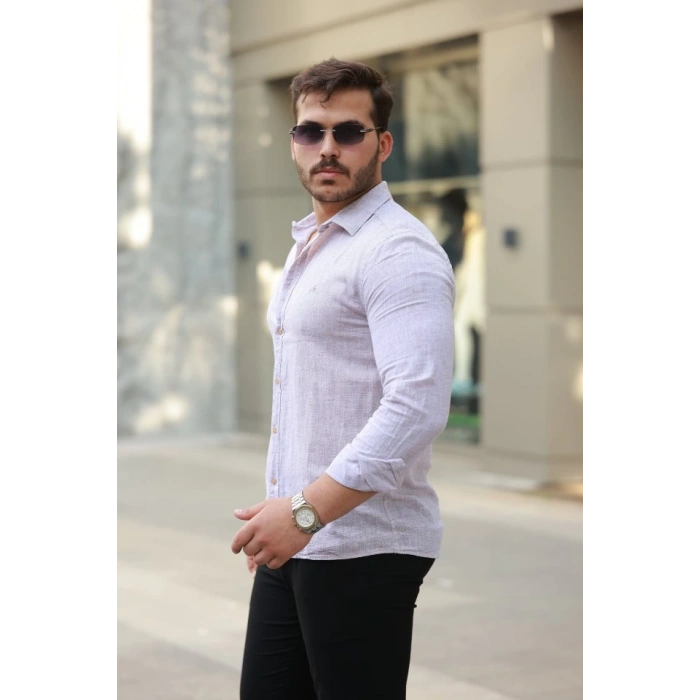 Erkek Pamuklu Keten Gömlek