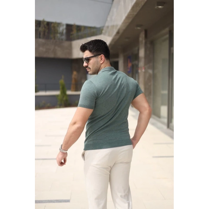 Erkek Polo Yaka Fermuar Detaylı Tişört