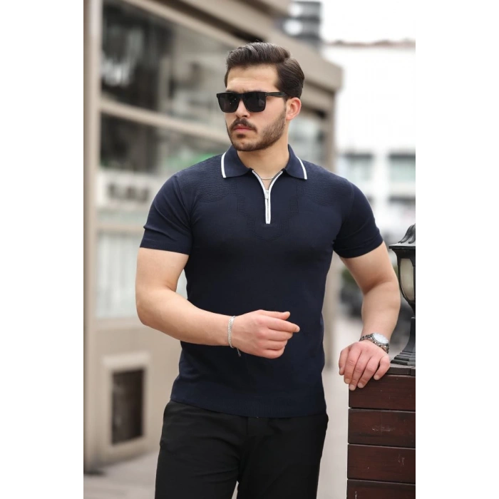 Erkek Polo Yaka Yarım Fermuar Tişört