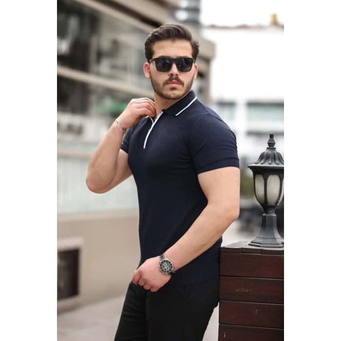 Erkek Polo Yaka Yarım Fermuar Tişört