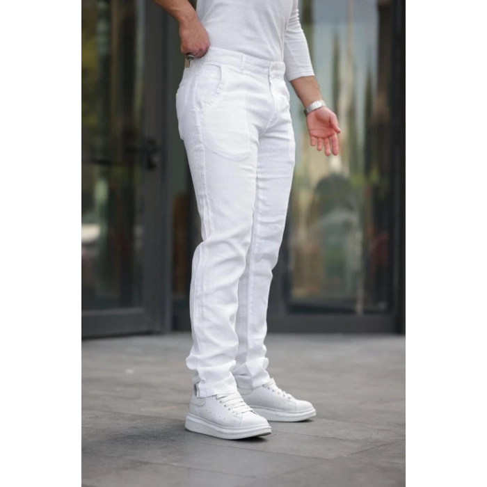 Erkek Rahat Keten Pantolon