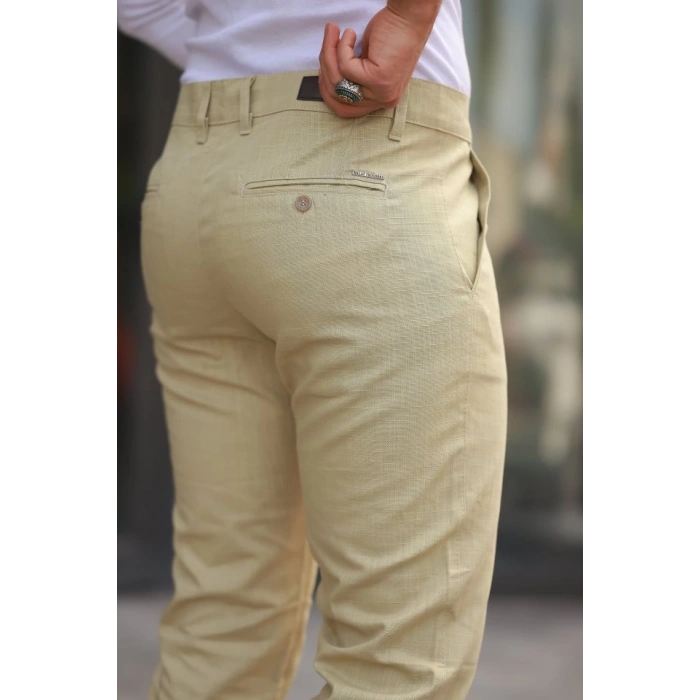 Erkek Rahat Keten Pantolon