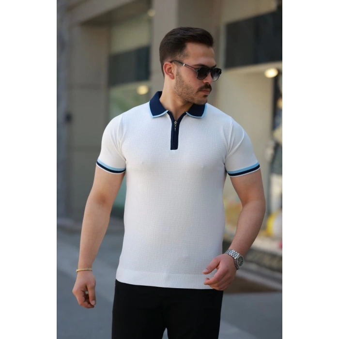 Erkek Renkli Yaka Kısa Kollu Tişört