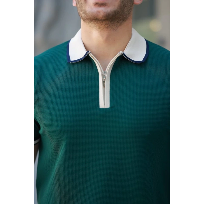 Erkek Renkli Yaka Kısa Kollu Tişört