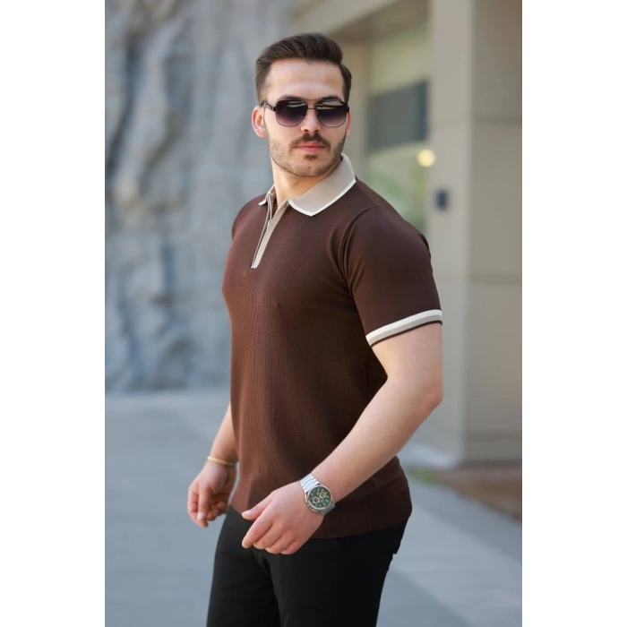 Erkek Renkli Yaka Kısa Kollu Tişört