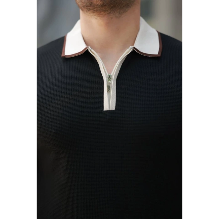 Erkek Renkli Yaka Kısa Kollu Tişört