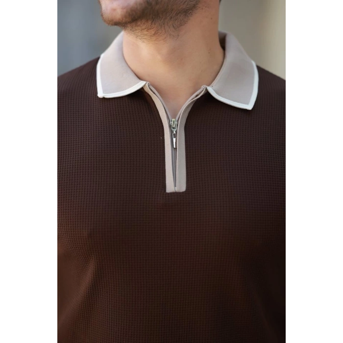 Erkek Renkli Yaka Kısa Kollu Tişört