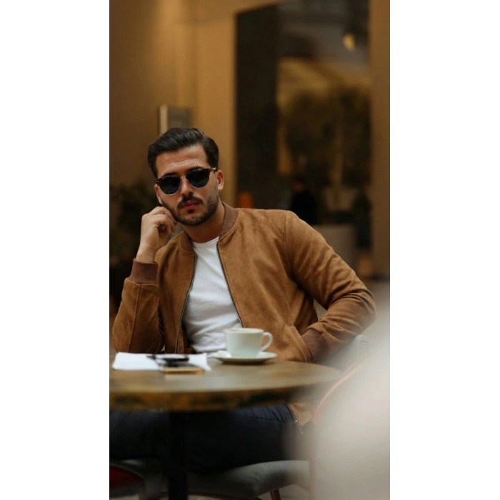 Erkek Scuba Süet Kumaş Bomber Hırka