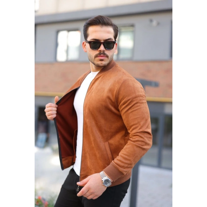 Erkek Scuba Süet Kumaş Bomber Hırka