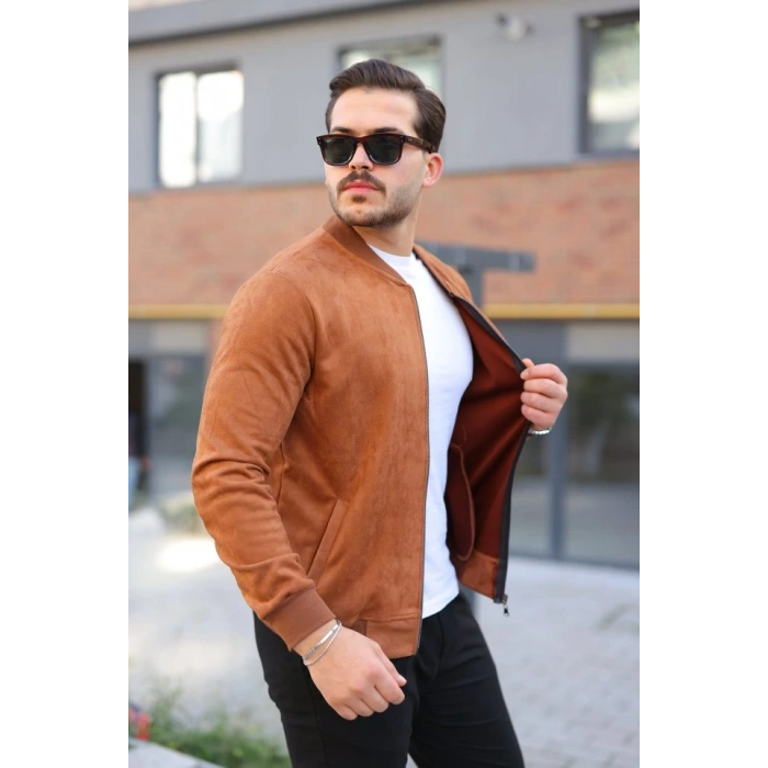Erkek Scuba Süet Kumaş Bomber Hırka