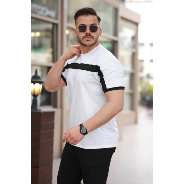 Erkek şerit Detaylı Kısa Kollu T-shirt