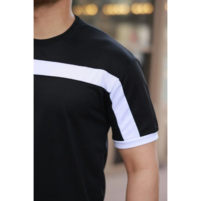 Erkek şerit Detaylı Kısa Kollu T-shirt