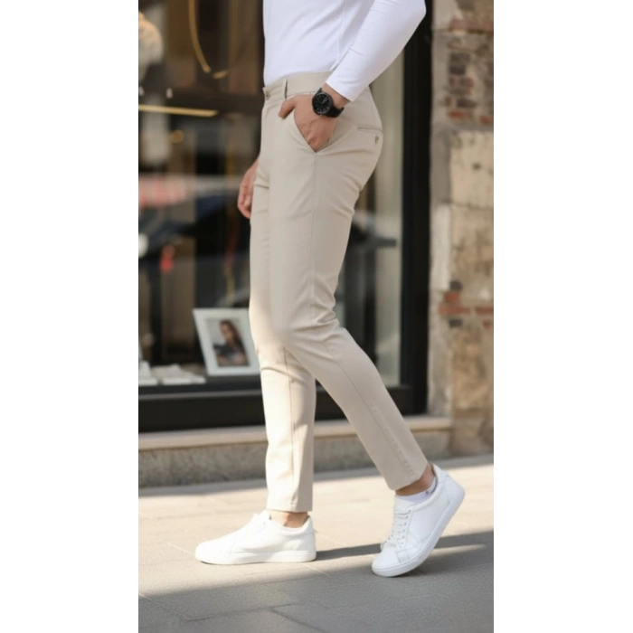 Erkek Slim Fit Likralı Gabardin Pantolon