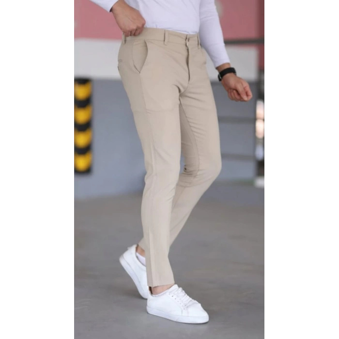 Erkek Slim Fit Likralı Gabardin Pantolon