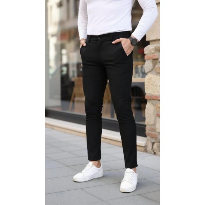 Erkek Slim Fit Likralı Gabardin Pantolon