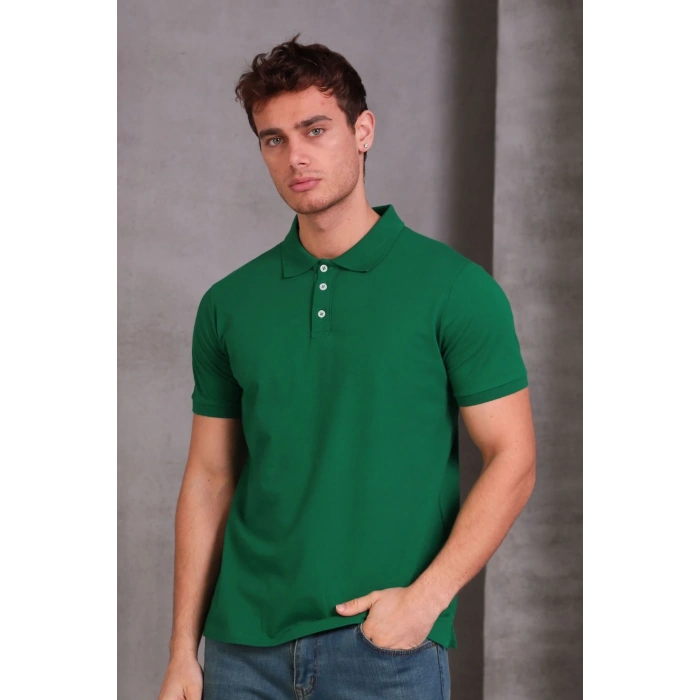 Erkek Slim Fit Pamuklu Yumuşak Doku Nefes Alan Kumaş Yakalı Tişört