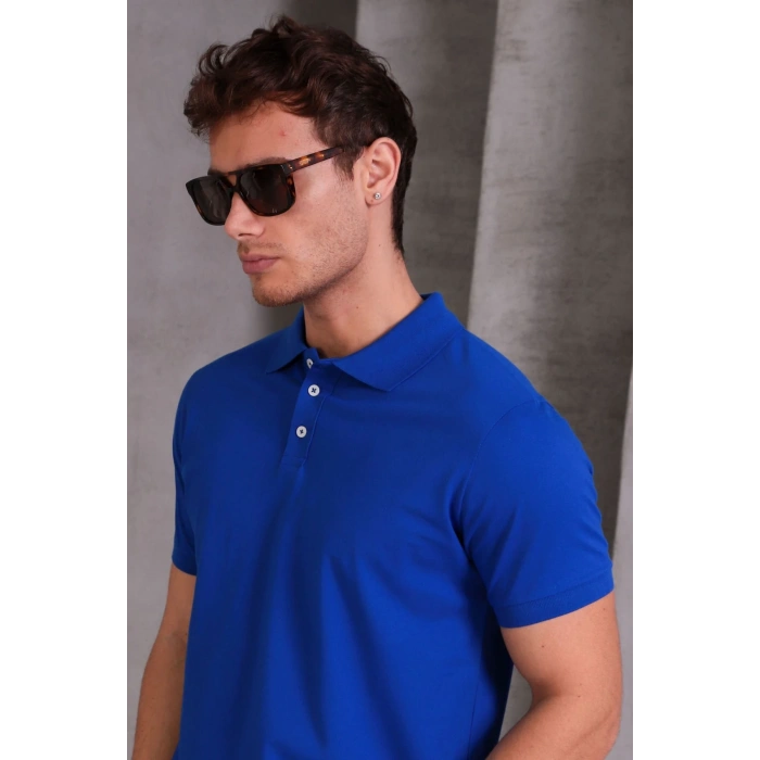 Erkek Slim Fit Pamuklu Yumuşak Doku Nefes Alan Kumaş Yakalı Tişört