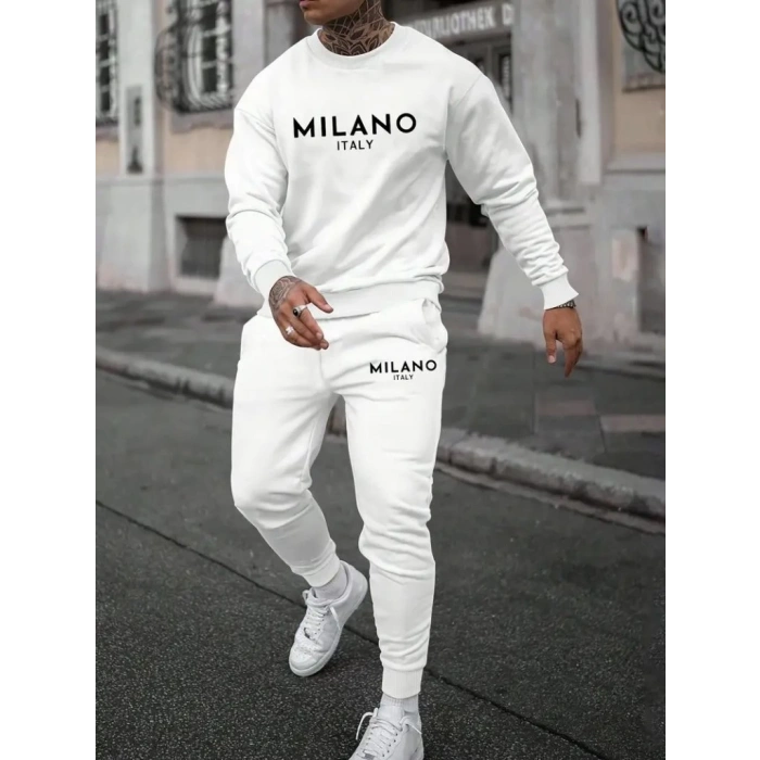 Erkek Uzun Kollu Baskı Detaylı Iki Iplik Takım