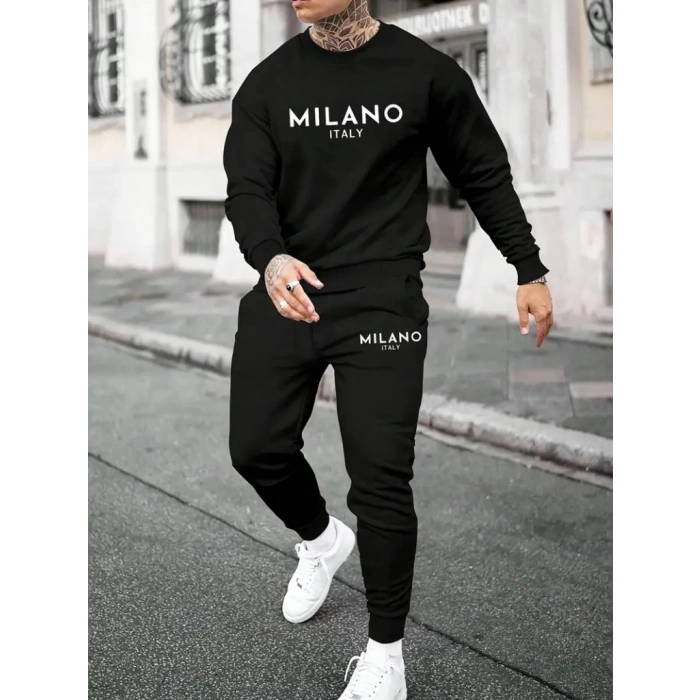 Erkek Uzun Kollu Baskı Detaylı Iki Iplik Takım