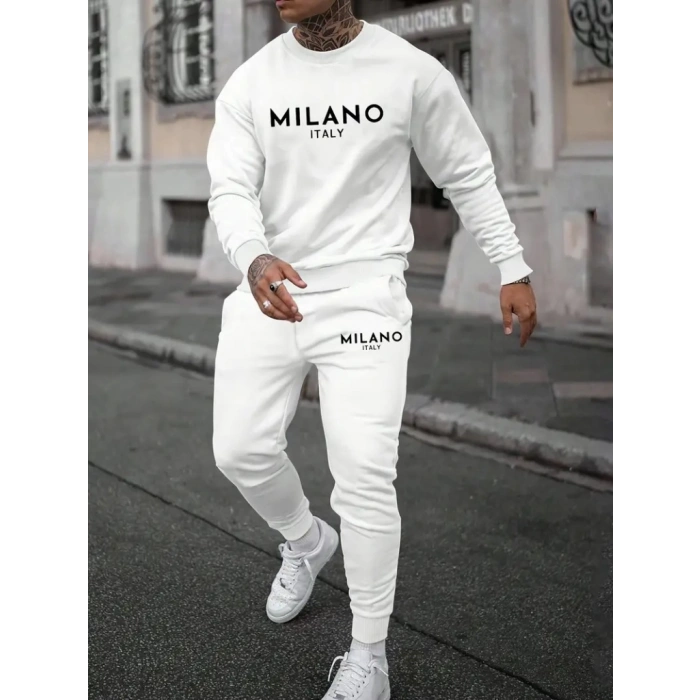 Erkek Uzun Kollu Baskı Detaylı Iki Iplik Takım