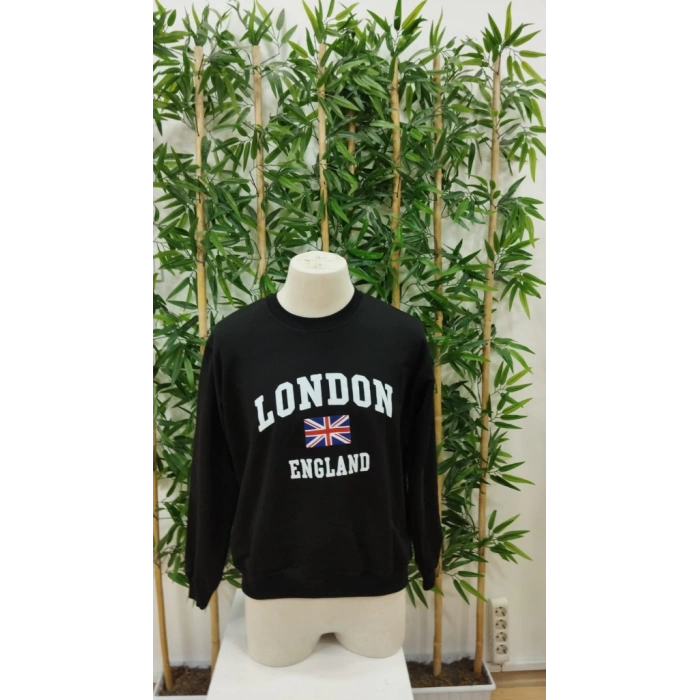 Erkek Uzun Kollu Bisiklet Yaka Yazı Baskılı Iki Iplik Sweat