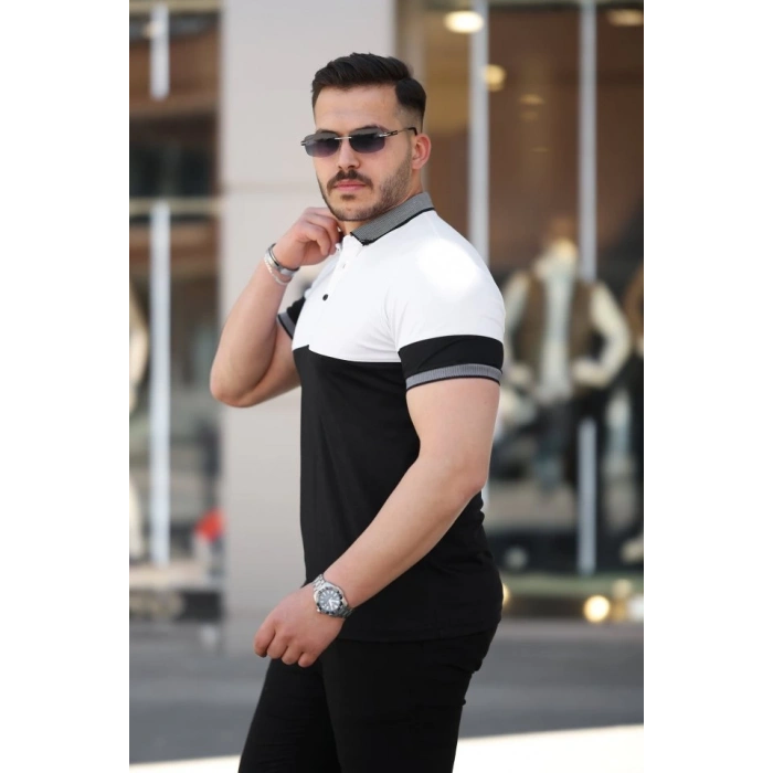 Erkek Yakalı çift Renk Kısa Kollu T-shirt