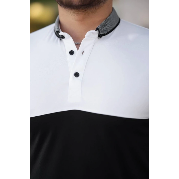 Erkek Yakalı çift Renk Kısa Kollu T-shirt