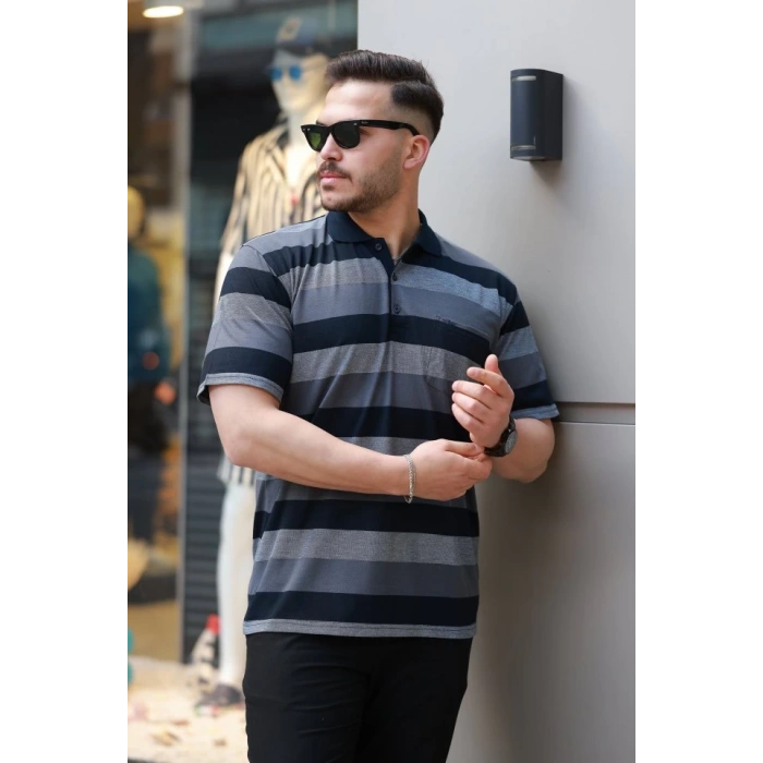 Erkek Yakalı çok Renkli Kısa Kollu T-shirt