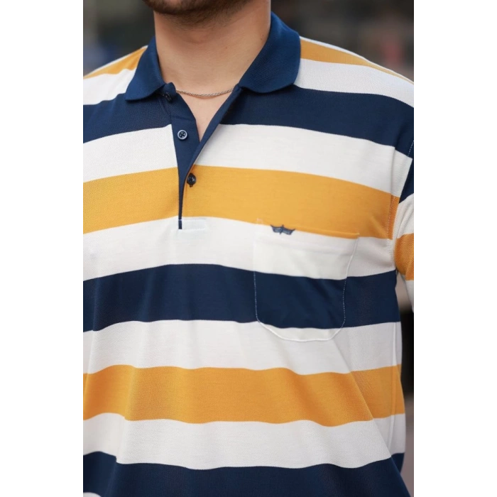 Erkek Yakalı çok Renkli Kısa Kollu T-shirt