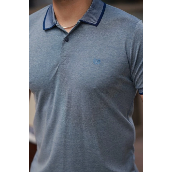 Erkek Yakalı Kagi Kumaş Kısa Kollu T-shirt