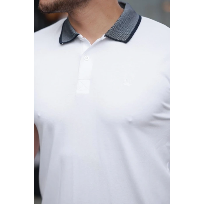 Erkek Yakalı Kagi Kumaş Kısa Kollu T-shirt