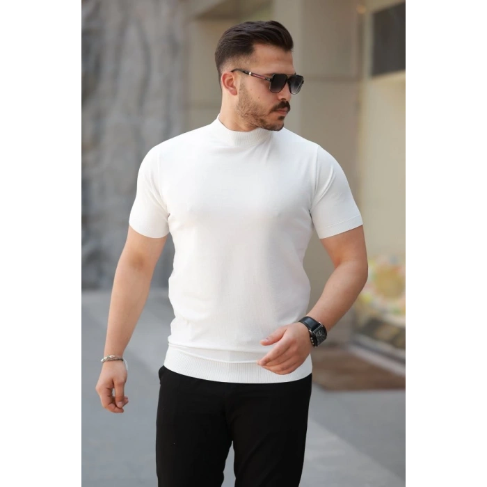 Erkek Yarım Balıkçı Yaka Kısa Kollu Tişört