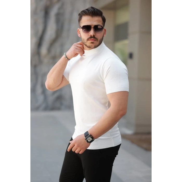 Erkek Yarım Balıkçı Yaka Kısa Kollu Tişört