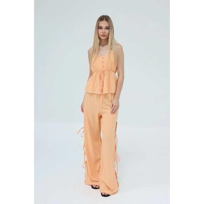 Fiyonklu Bluz Takım - Kavuniçi