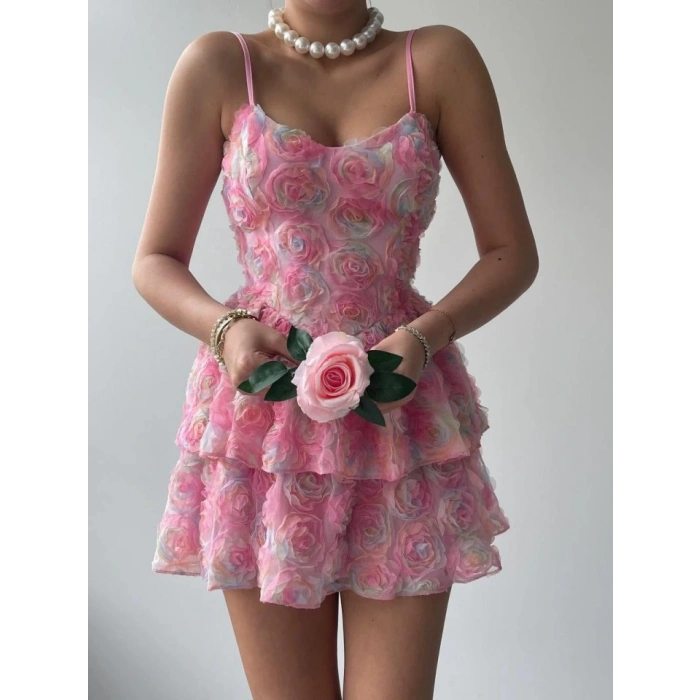 Flora İp Askılı Elbise